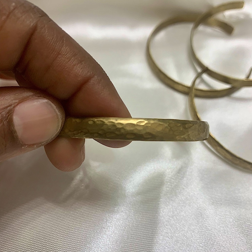 Hammered Brass Cuff Set